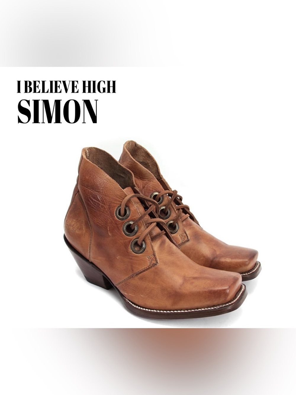 Fluevog EXCELLENT I Believe Hi Simon brown square-toe lace-up ankle boot -8.5
